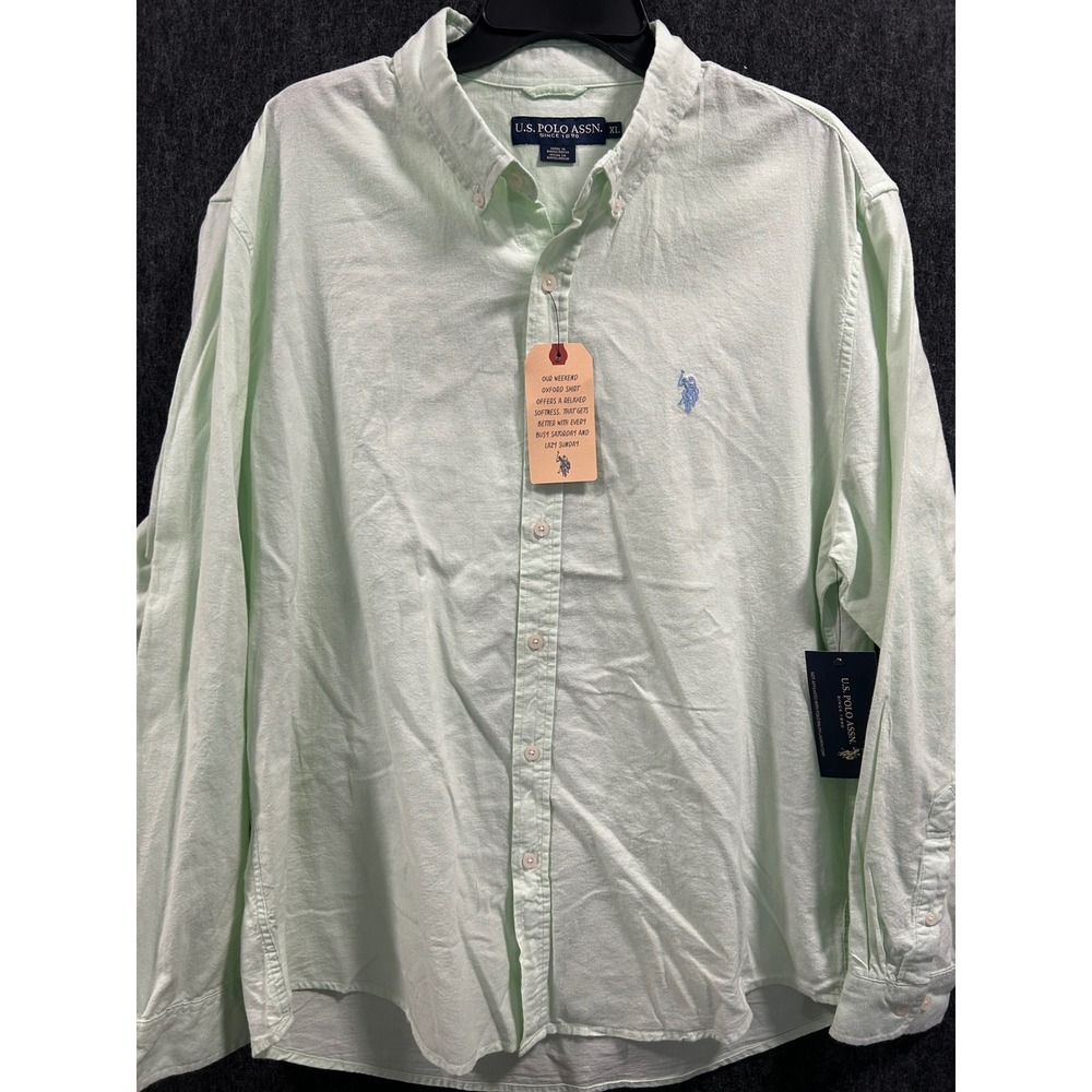 U.S. Polo Assn. Weekend Oxford Shirt Mens XLarge Green Long Sleeve Button Up